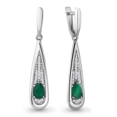 Серьги из серебра с агатами и фианитами