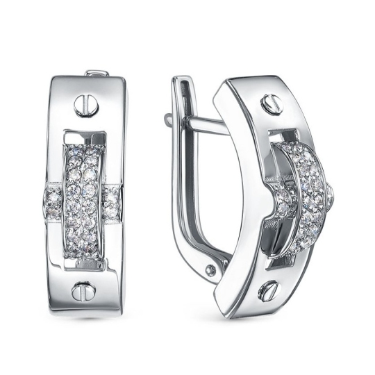 Серьги из серебра с фианитами