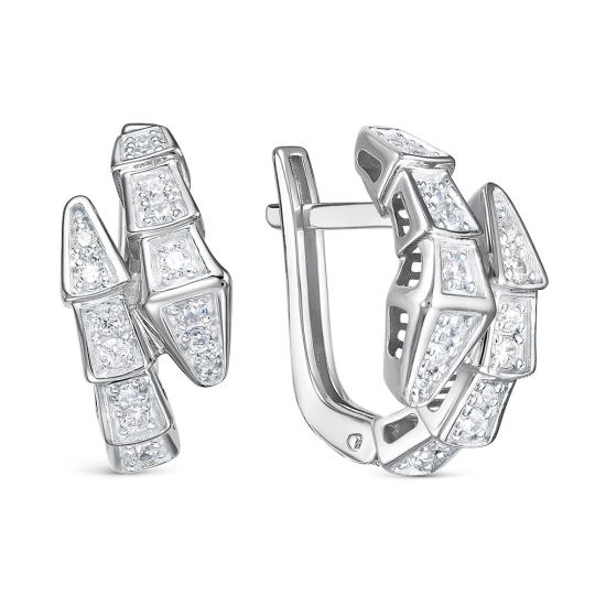 Серьги из серебра с фианитами