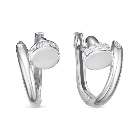 Серьги из серебра с фианитами