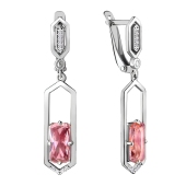 Серьги из серебра с морганитами и фианитами