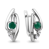 Серьги из серебра с агатами и фианитами