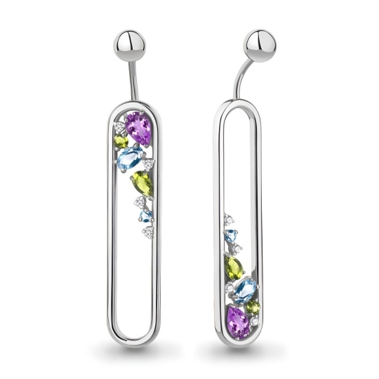 Серьги из серебра с миксом камней