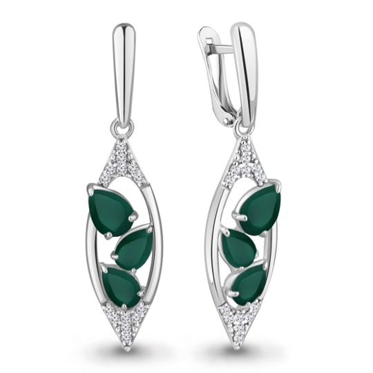 Серьги из серебра с агатами и фианитами