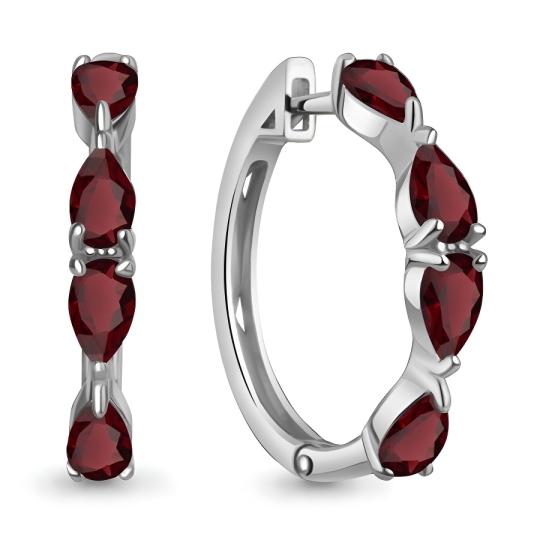 Серьги из серебра с гранатами