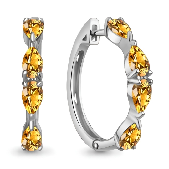 Серьги из серебра с цитринами