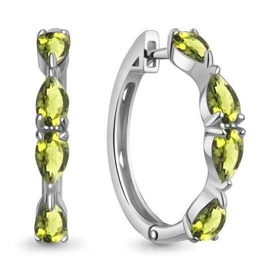 Серьги из серебра с хризолитами