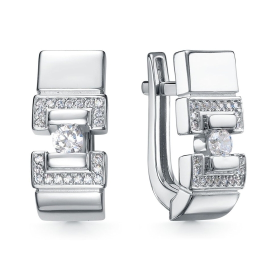 Серьги из серебра с фианитами