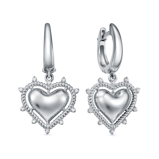 Серьги из серебра с фианитами