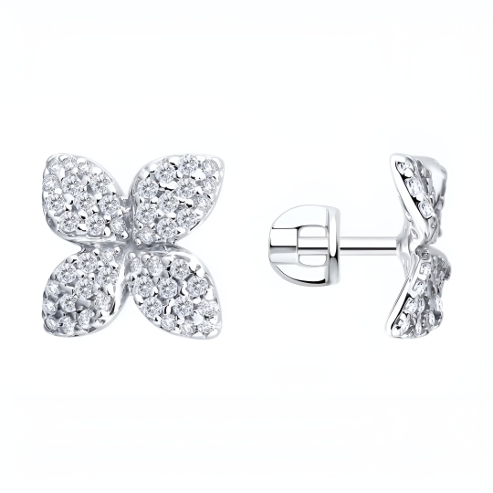 Серьги из серебра с фианитами