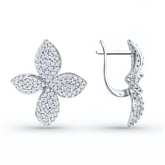 Серьги из серебра с фианитами