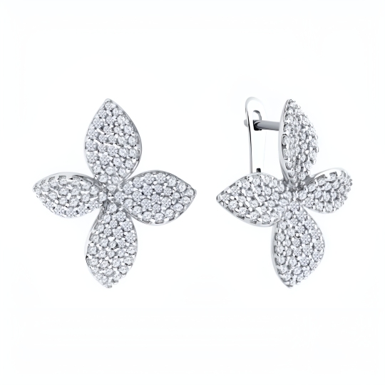Серьги из серебра с фианитами
