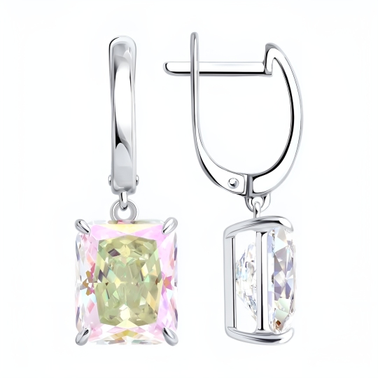 Серьги из серебра с фианитами