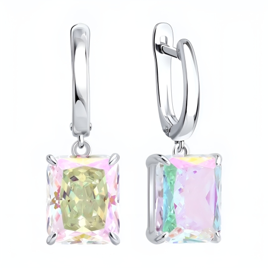 Серьги из серебра с фианитами