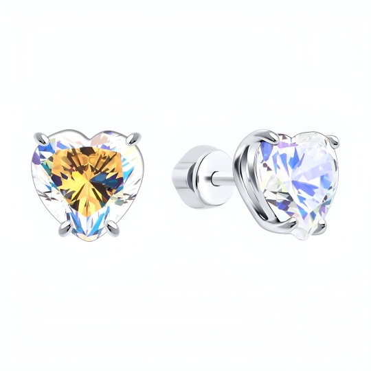 Серьги из серебра с фианитами