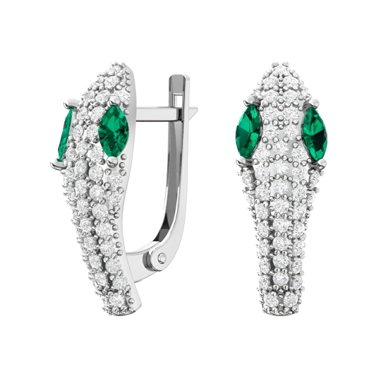 Серьги из серебра с фианитами