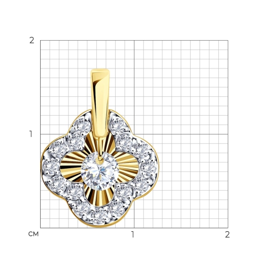 Подвеска из лимонного золота с фианитами и алмазной гранью