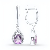 Серьги из серебра с аметистами и фианитами