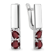 Серьги из серебра с гранатами и фианитами