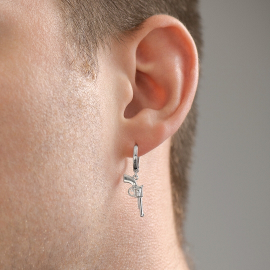 Одиночная серьга из серебра