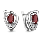 Серьги из серебра с гранатами и фианитами
