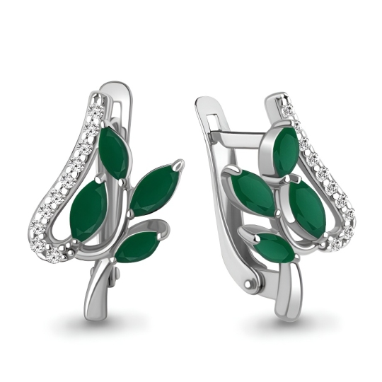 Серьги из серебра с агатами и фианитами