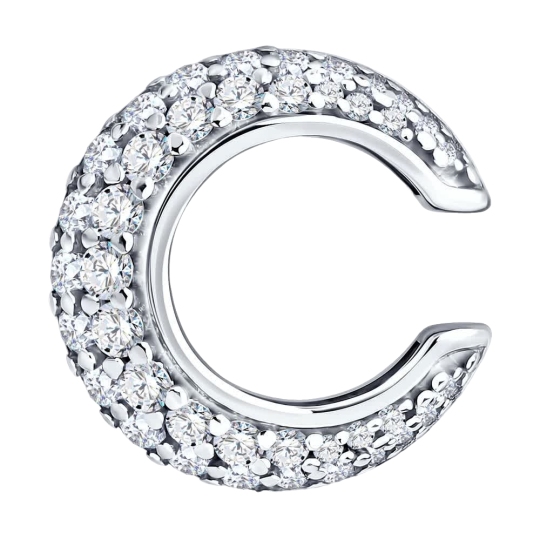 Серьга-кафф из серебра с фианитами