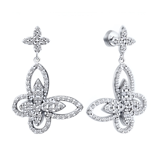 Серьги из серебра с фианитами