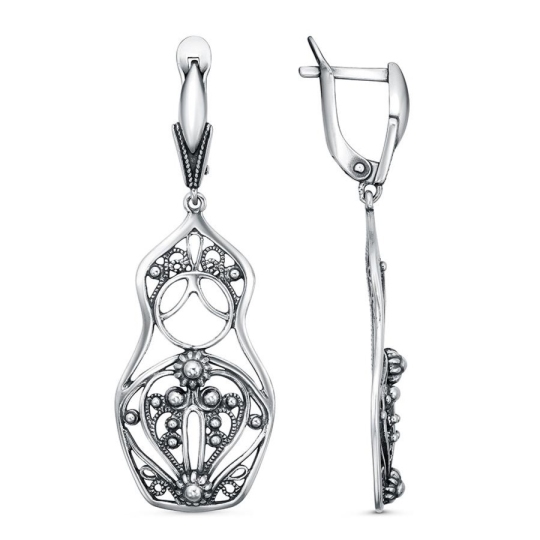 Серьги из серебра с чернением 