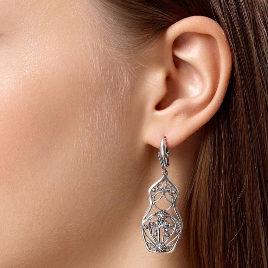 Серьги из серебра с чернением 