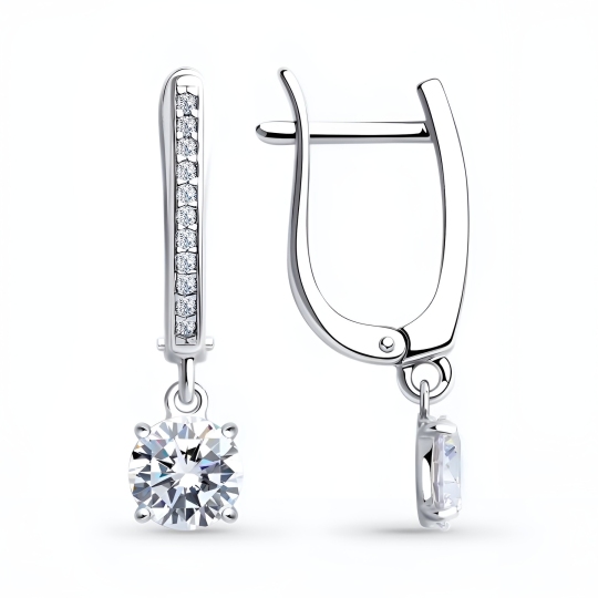 Серьги из серебра с фианитами