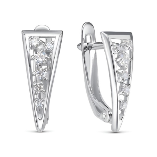 Серьги из серебра с фианитами
