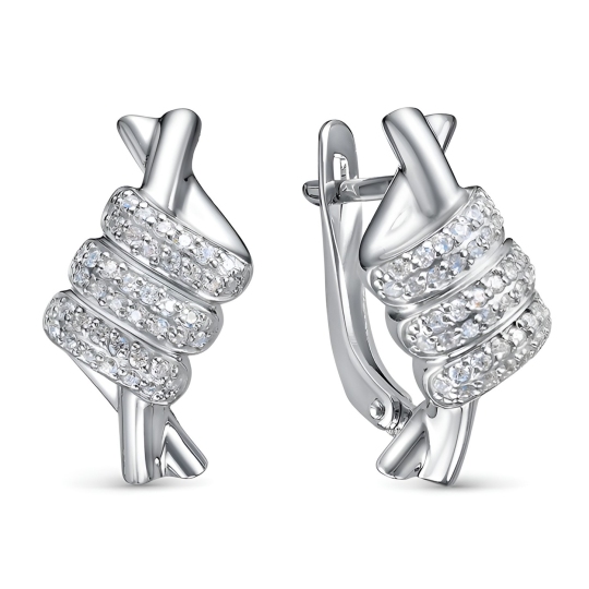 Серьги из серебра с фианитами