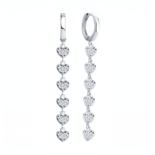 Серьги из серебра с фианитами