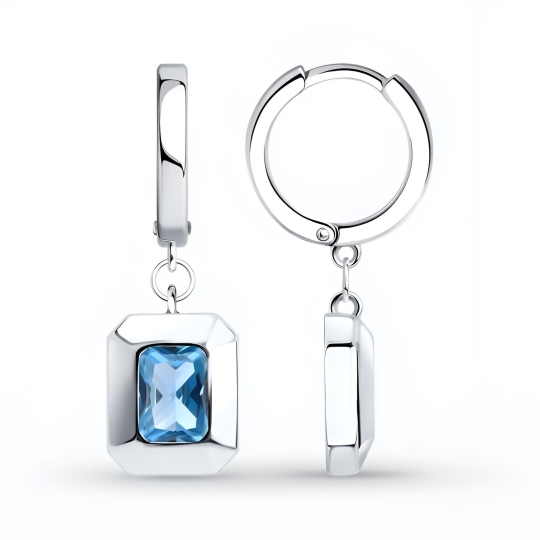 Серьги из серебра с фианитами