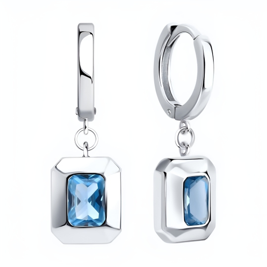 Серьги из серебра с фианитами