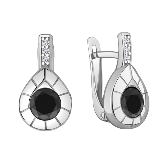 Серьги из серебра с ювелирными кристаллами и фианитами
