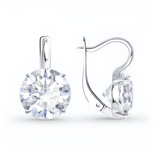 Серьги из серебра с фианитами
