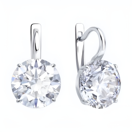Серьги из серебра с фианитами