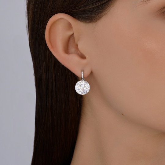 Серьги из серебра с фианитами