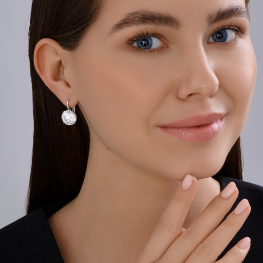 Серьги из серебра с фианитами