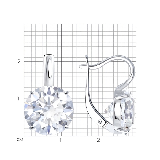 Серьги из серебра с фианитами