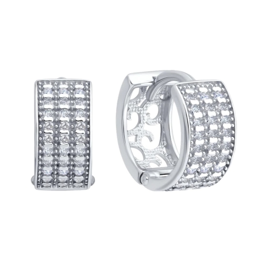 Серьги из серебра с фианитами