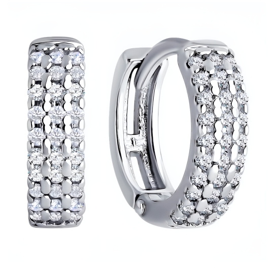 Серьги из серебра с фианитами