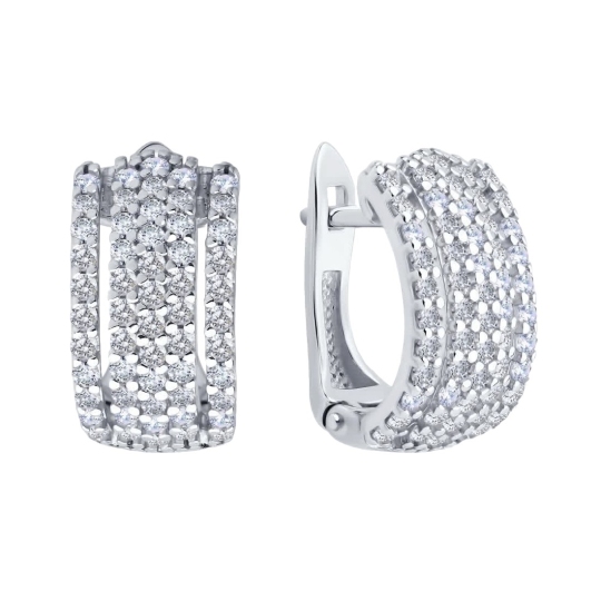 Серьги из серебра с фианитами