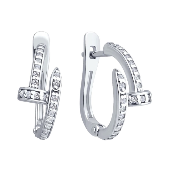Серьги из серебра с фианитами