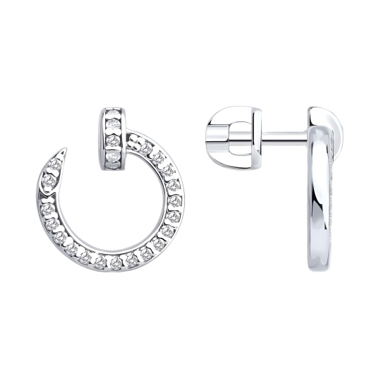 Серьги из серебра с фианитами