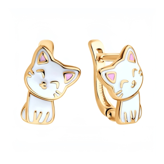 Серьги из серебра с позолотой и эмалью