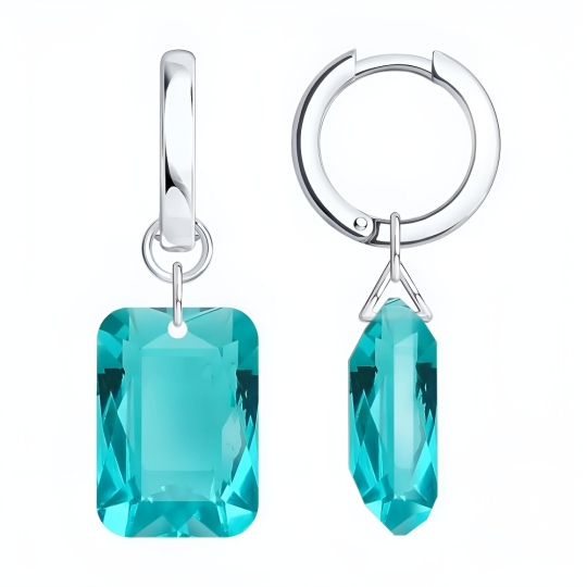 Серьги из серебра с ювелирными кристаллами