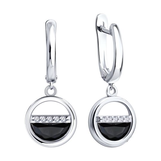 Серьги из серебра с фианитами